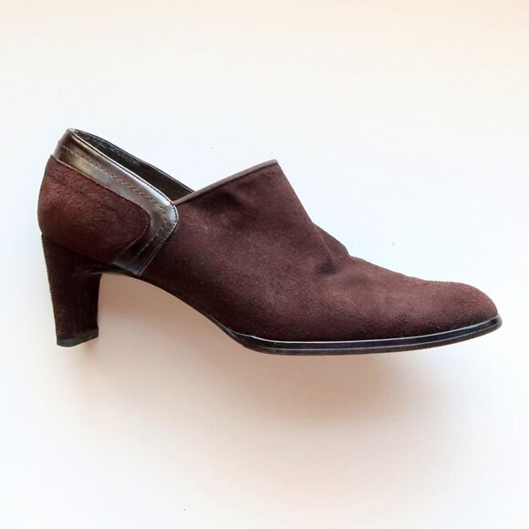 Stuart Weitzman Brown Suede Leather Pointy Almond Toe Heeled Ankle Boots Booties - Picture 7 of 16
